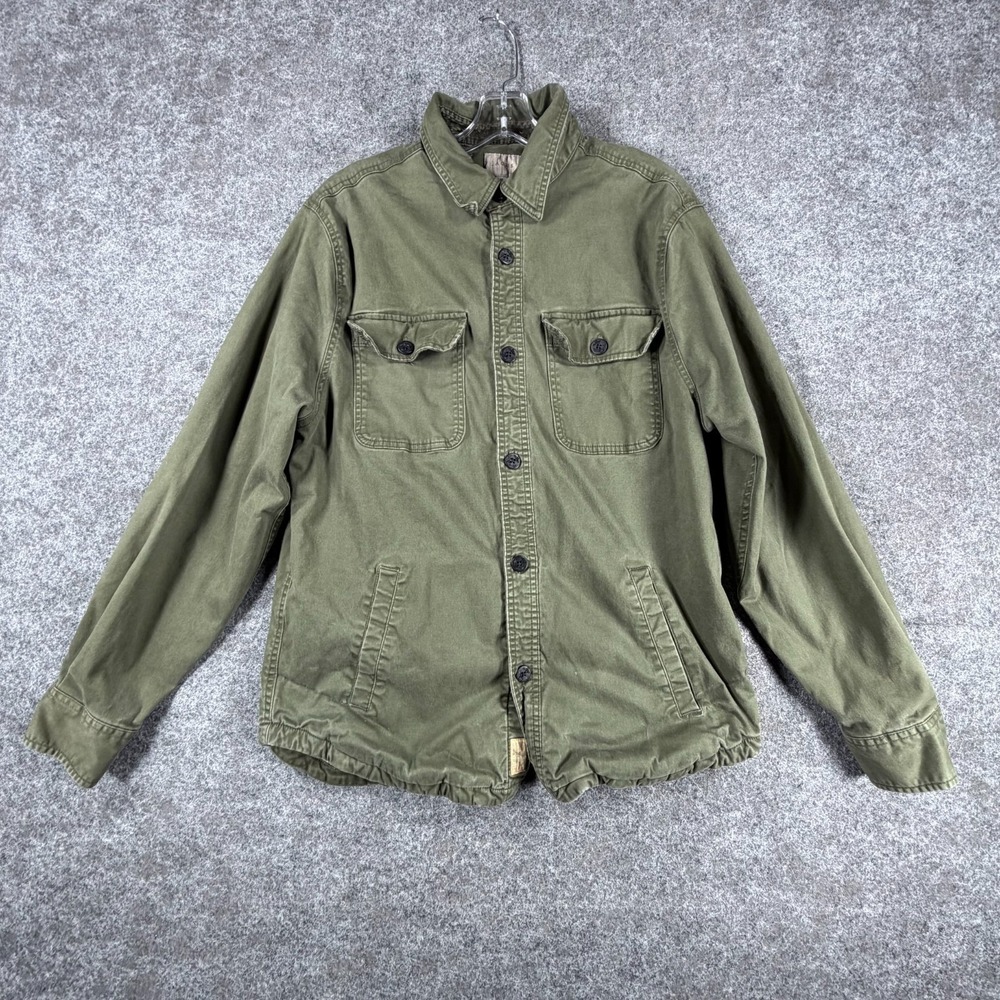 Jachs Shirt Shacket Jacket Mens M Olive Heavyweight Military Utility Check Lined